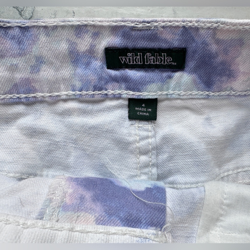 #68 Wild Fable High Rise Tye Dye Raw Hem Shorts in Purple Combo - Picture 6 of 6